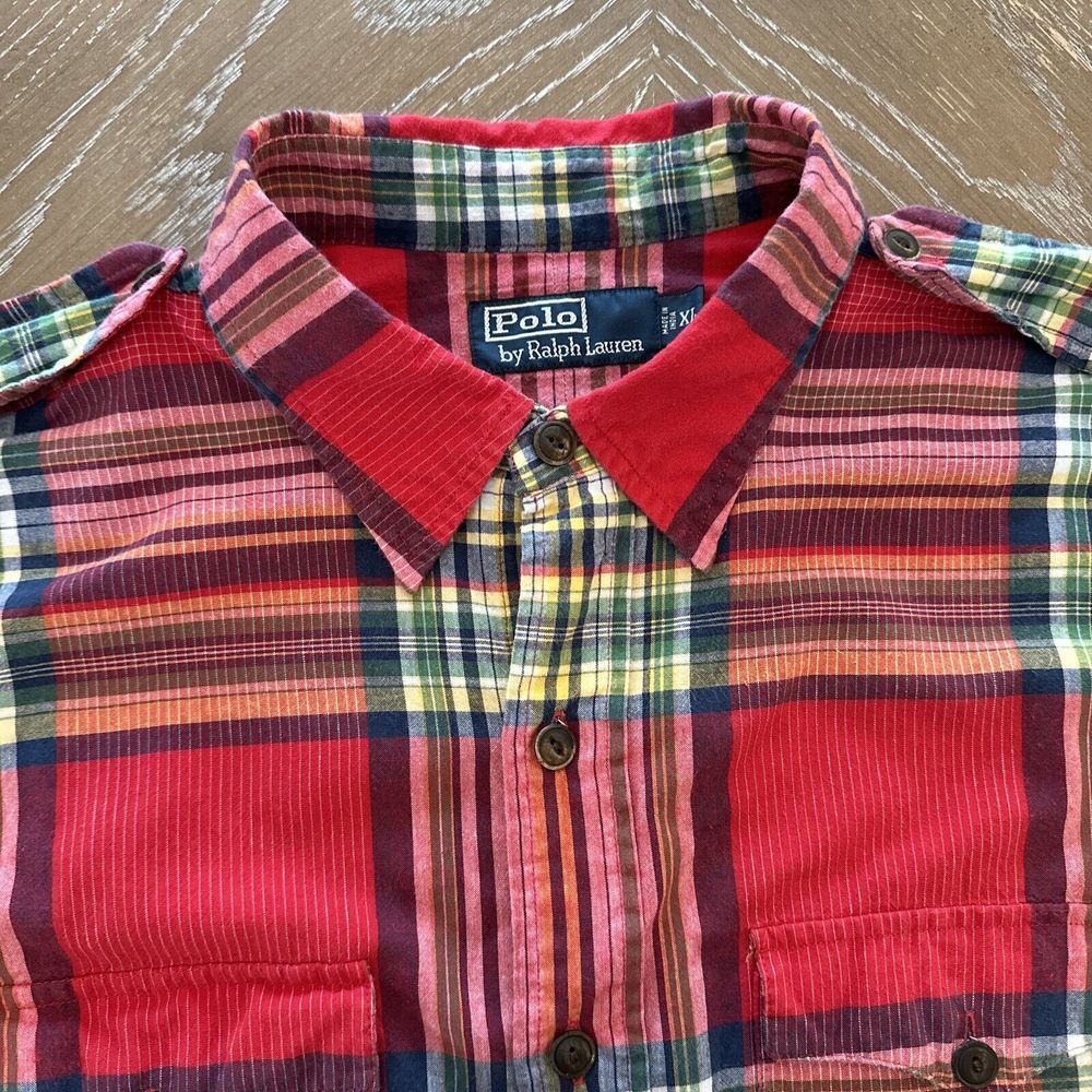 Polo Ralph Lauren Shirt Mens XL RED PLAID Button Down EXCELLENT ~ Fast Ship - Picture 1 of 7